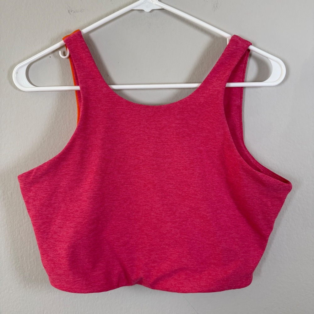 Outdoor Voices Two Tone Pink Orange Sports Bra Crop‎ Top Athletic Workout Size L